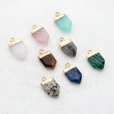 Natural Stone Geometric Birthstone Charms 10*18mm 2pcs/lot