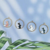 10pcs Alloy Enamel Rabbit Bunny Charms for DIY Jewelry Making