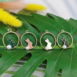 10pcs Alloy Enamel Rabbit Bunny Charms for DIY Jewelry Making