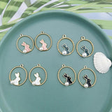 10pcs Alloy Enamel Rabbit Bunny Charms for DIY Jewelry Making