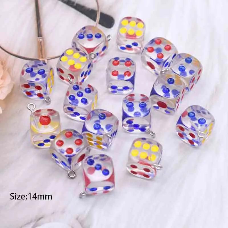 10pcs Colorful Dice Charms Resin Pendant DIY Jewelry Accessories
