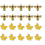 6Pcs Enamel Metal Bee Honeycomb Charms for Jewelry Making