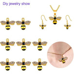 6Pcs Enamel Metal Bee Honeycomb Charms for Jewelry Making