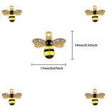 6Pcs Enamel Metal Bee Honeycomb Charms for Jewelry Making