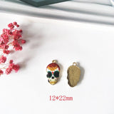 10pcs Colorful Skull Metal Charms for Earrings Calavera Pendants