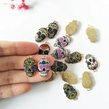 10pcs Colorful Skull Metal Charms for Earrings Calavera Pendants