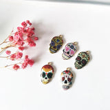 10pcs Colorful Skull Metal Charms for Earrings Calavera Pendants