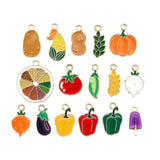 20pcs Fruit & Vegetable Enamel Charms for Earrings DIY Jewelry