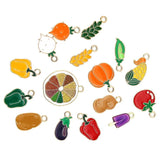 20pcs Fruit & Vegetable Enamel Charms for Earrings DIY Jewelry