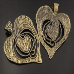 3pcs Love Heart Large Charms Necklace Pendant Antique Jewelry Findings