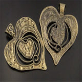 3pcs Love Heart Large Charms Necklace Pendant Antique Jewelry Findings