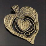 3pcs Love Heart Large Charms Necklace Pendant Antique Jewelry Findings