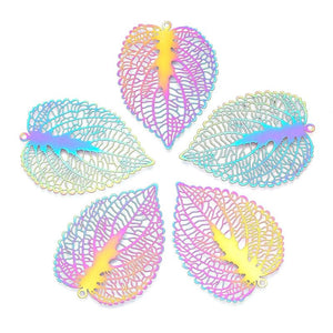 5pcs Stainless Steel Hollow Filigree Pendants for DIY Jewelry Making