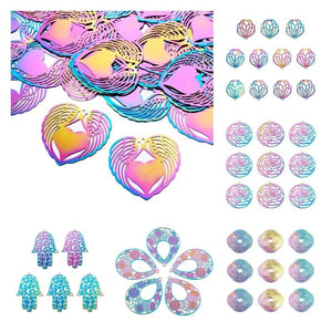 5pcs Stainless Steel Hollow Filigree Pendants for DIY Jewelry Making