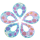 5pcs Stainless Steel Hollow Filigree Pendants for DIY Jewelry Making