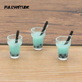 10Pcs 3D Pearl Milk Tea Cup Pendants Box Resin Charms for DIY Jewelry Craft