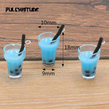 10Pcs 3D Pearl Milk Tea Cup Pendants Box Resin Charms for DIY Jewelry Craft