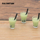 10Pcs 3D Pearl Milk Tea Cup Pendants Box Resin Charms for DIY Jewelry Craft