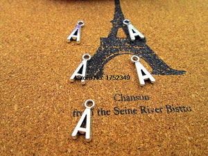 30pcs Antique Silver Alphabet A 11mm Charms Pendant