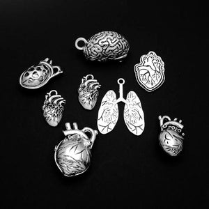 Antique Silver Body Organs Charms for Jewelry Making