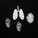 Antique Silver Body Organs Charms for Jewelry Making