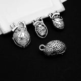 Antique Silver Body Organs Charms for Jewelry Making