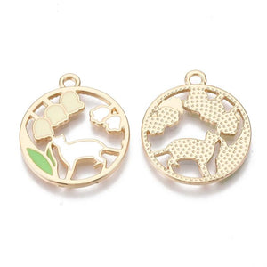 5 pcs Cat Flower Charms for Earring Bracelet DIY Jewelry Making