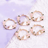 5 pcs Cat Flower Charms for Earring Bracelet DIY Jewelry Making