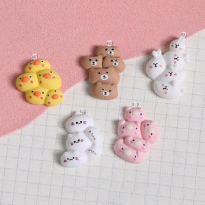 10pcs Cartoon Animals Pig Rabbit Bear Cat Charms DIY Jewelry Making