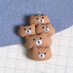 10pcs Cartoon Animals Pig Rabbit Bear Cat Charms DIY Jewelry Making