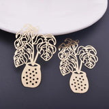 6pcs 48*32mm Silver Potted Plants Charms for DIY Earrings Pendant
