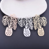 6pcs 48*32mm Silver Potted Plants Charms for DIY Earrings Pendant
