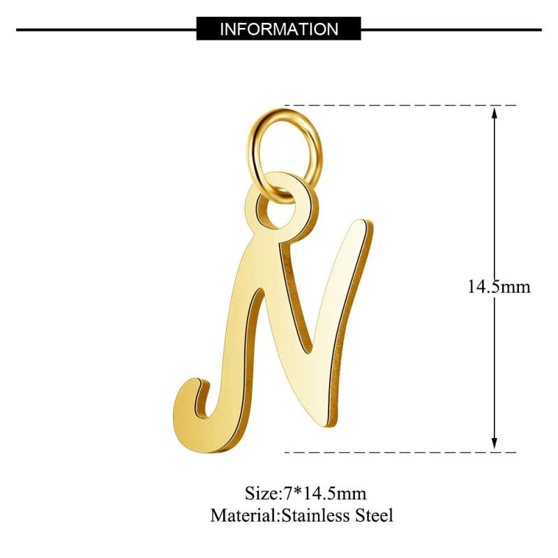 5pcs Stainless Steel Alphabet Charms DIY Initials A-Z Pendant with Jump Ring