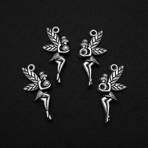 35pcs Antique Silver Fairy Charms Angel Wings Ball Pendant for DIY Jewelry