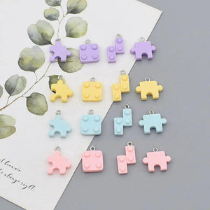10pcs Bldg Blocks Earrings HPop Key Ring Jewelry DIY P54