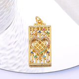 18K Plated Rainbow Star Hamsa Love Heart Crown Charm Set