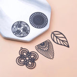 6pcs Brass Laser Cut Round Leaf Charms for Earrings Pendant