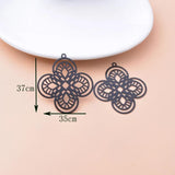 6pcs Brass Laser Cut Round Leaf Charms for Earrings Pendant