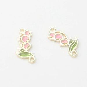 Zinc Alloy Enamel Lily Of The Valley Flowers Charms Pendant 10pcs
