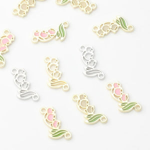 Zinc Alloy Enamel Lily Of The Valley Flowers Charms Pendant 10pcs