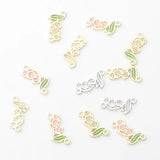 Zinc Alloy Enamel Lily Of The Valley Flowers Charms Pendant 10pcs