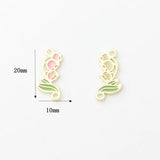 Zinc Alloy Enamel Lily Of The Valley Flowers Charms Pendant 10pcs