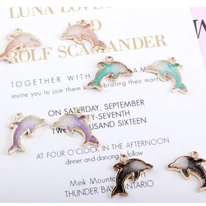10pcs Shining Dolphin Enamel Charms DIY Pendant Animal Metal Charms YZ127