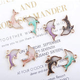 10pcs Shining Dolphin Enamel Charms DIY Pendant Animal Metal Charms YZ127