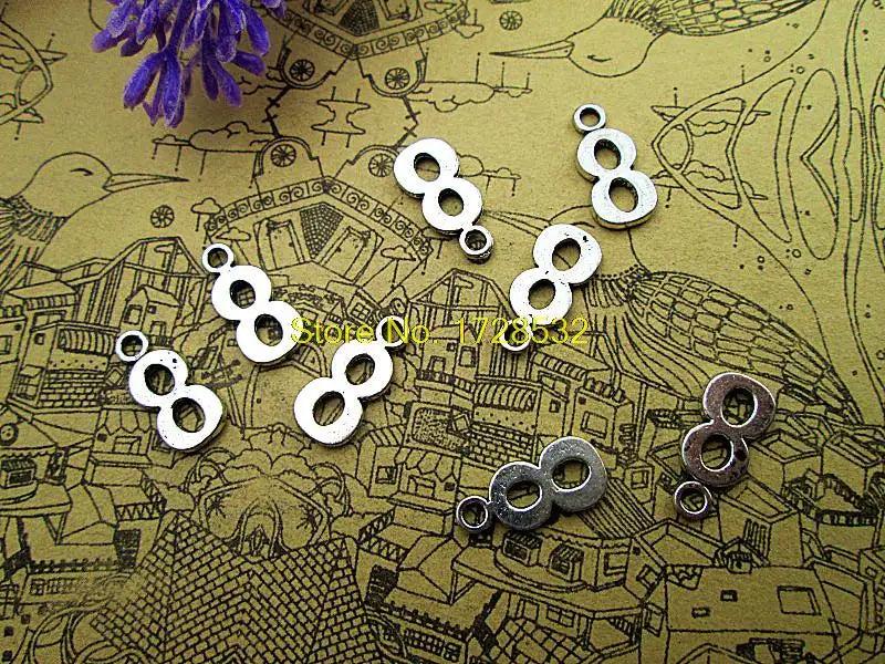 30pcs Tibetan Silver Number 8 Charms Pendants 15x7mm