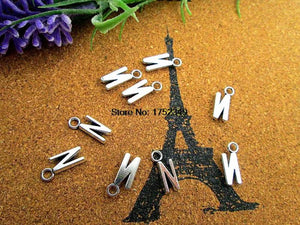 30pcs Antique Silver N Alphabet Letter 16mm Charms Pendant