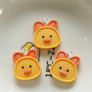 10Pcs Animal Resin Charms Duck Bear Cat Dog Fox Pendant DIY Jewelry Making