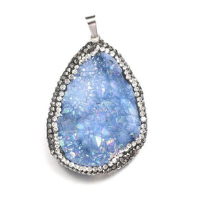 Natural Stone Quartz Crystal Pendant Agates Druzy Charm Necklace