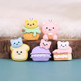 10pcs Korea Animal Cat Bread Cake Charms Resin Cartoon Pendant Flatback Patch