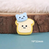 10pcs Korea Animal Cat Bread Cake Charms Resin Cartoon Pendant Flatback Patch